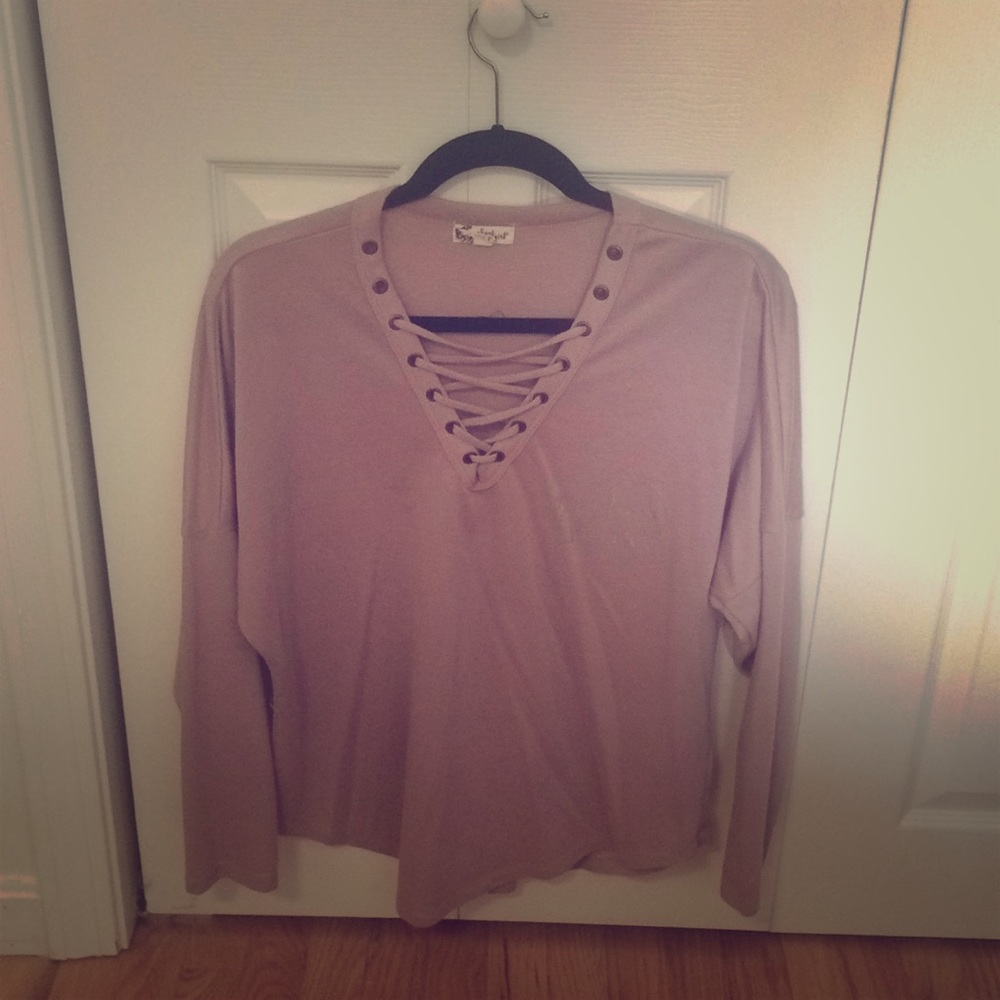 Front lace up sweater